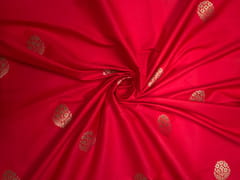 Red Floral Boti Embroidered Silk Fabric