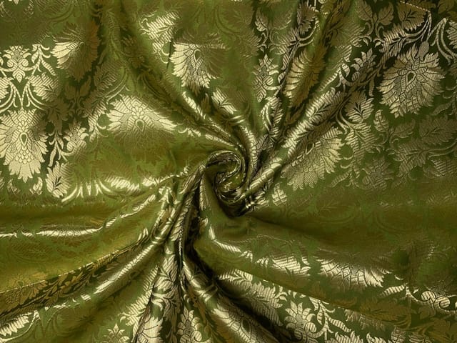 Green Floral Semi Brocade Fabric