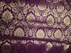 Royal Purple Floral Semi Brocade Fabric