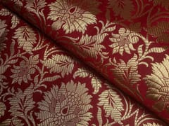 Red Floral Semi Brocade Fabric