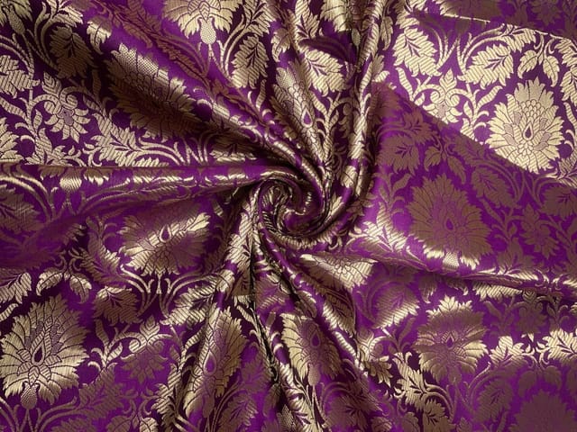 Royal Purple Floral Semi Brocade Fabric