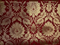 Red Floral Semi Brocade Fabric