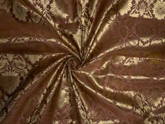 Brown Gold Floral Semi Brocade Fabric
