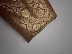 Brown Gold Floral Semi Brocade Fabric