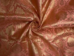 Dark Peach Floral Semi Brocade Fabric