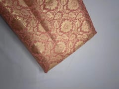 Dark Peach Floral Semi Brocade Fabric