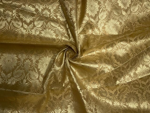 Light Golden Floral Semi Brocade Fabric