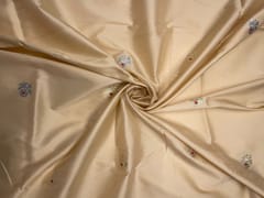 Cream Floral Buti Embroidery Taffeta Silk Fabric
