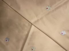 Cream Floral Buti Embroidery Taffeta Silk Fabric