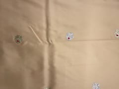 Cream Floral Buti Embroidery Taffeta Silk Fabric