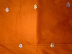 Orange Floral Buti Embroidery Taffeta Silk Fabric