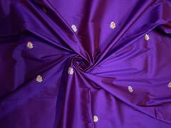 Royal Purple Floral Buti Embroidery Taffeta Silk Fabric