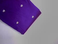 Royal Purple Floral Buti Embroidery Taffeta Silk Fabric