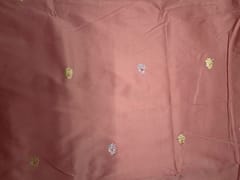 Peach Floral Buti Embroidery Taffeta Silk Fabric