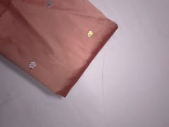 Peach Floral Buti Embroidery Taffeta Silk Fabric