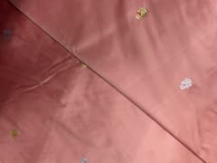 Peach Floral Buti Embroidery Taffeta Silk Fabric