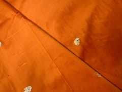 Orange Floral Buti Embroidery Taffeta Silk Fabric
