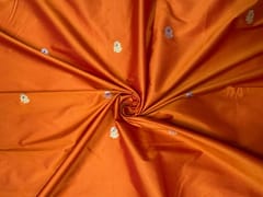 Orange Floral Buti Embroidery Taffeta Silk Fabric