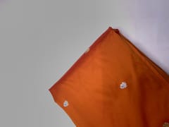 Orange Floral Buti Embroidery Taffeta Silk Fabric