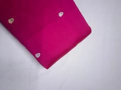 Magenta Floral Buti Embroidery Taffeta Silk Fabric
