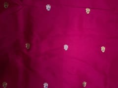 Magenta Floral Buti Embroidery Taffeta Silk Fabric