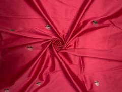 Red Floral Buti Embroidery Taffeta Silk Fabric