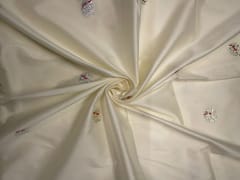 Off White Floral Taffta Boti Embroiderd SilkFabric