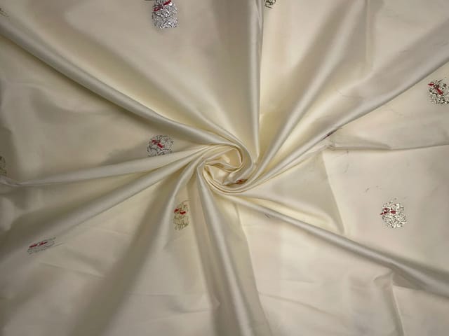 Off White Floral Taffta Boti Embroiderd SilkFabric