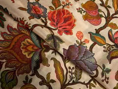 Cream Floral Pure Dupion Fabric