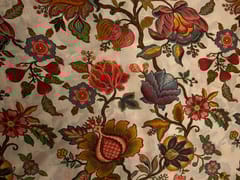 Cream Floral Pure Dupion Fabric