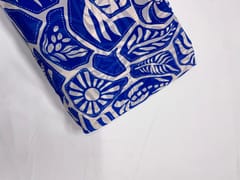 Blue & White Abstract Georgette Fabric
