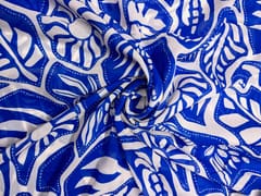 Blue & White Abstract Georgette Fabric