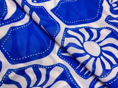 Blue & White Abstract Georgette Fabric