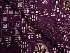 Purple Geometric Habutai Silk Fabric