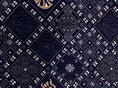Navy Blue Geometric Habutai Silk Fabric