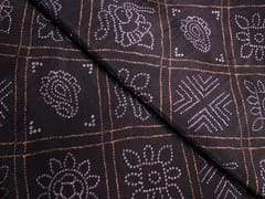 Dark Brown Geometric Habutai Silk Fabric