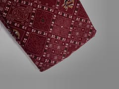 Dark Maroon Geometric Habutai Silk Fabric