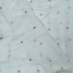 Dyeable Viscose Organza Embroidered Fabric (1.80Meter cut Piece)