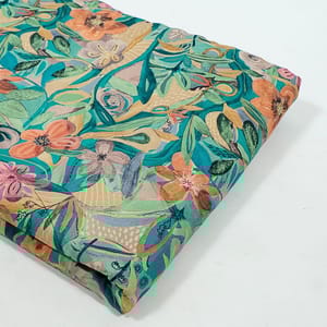 Multi Colour Corduroy Printed Fabric (1.50Meter cut piece)