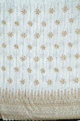 Dyeable Crepe Beeds Embroidered Fabric