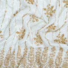 Dyeable Crepe Beeds Embroidered Fabric