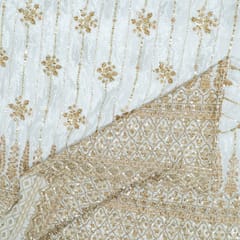 Dyeable Crepe Beeds Embroidered Fabric