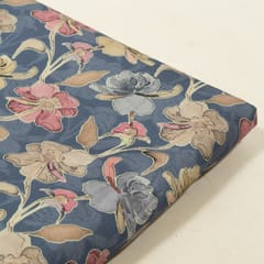 Blue Color Corduroy Printed Fabric