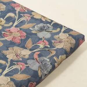 Blue Color Corduroy Printed Fabric