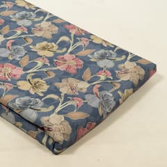 Blue Color Corduroy Printed Fabric