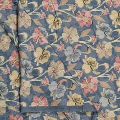 Blue Color Corduroy Printed Fabric