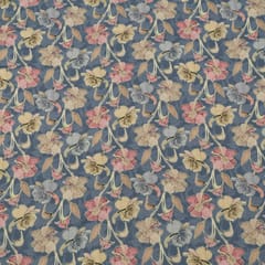 Blue Color Corduroy Printed Fabric