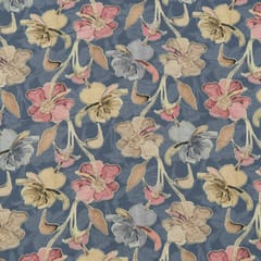 Blue Color Corduroy Printed Fabric