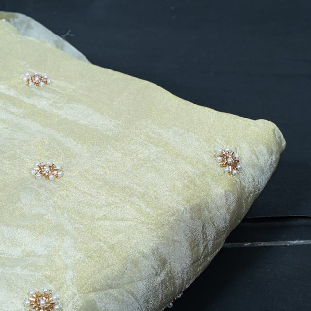 Dyeable Tissue Upada Beads Embroidered Fabric