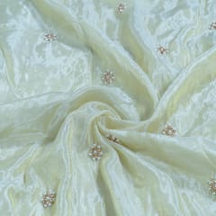 Dyeable Tissue Upada Beads Embroidered Fabric